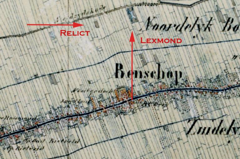 Benschop - Lexmond en relict omstreeks 1850