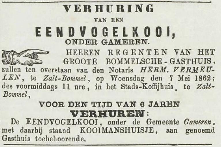 Advertentie uit 1862