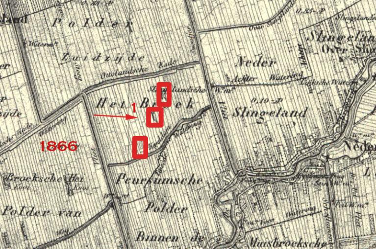 In 1866 zijn nog drie eendenkooien zichtbaar