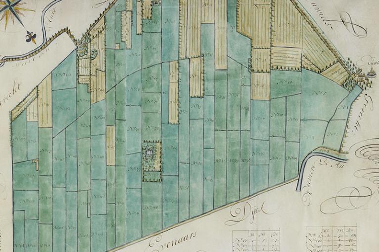 Detail uit de kaart van de Heerlijkheid Breukelen St. Pieter uit 1701 (Utrechts Archief: 8001 inv. 158)