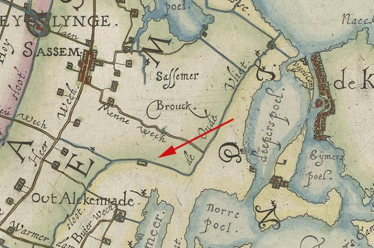 Op de kaart van het Hoogheemraadschap uit 1611 is de kooi ingetekend.