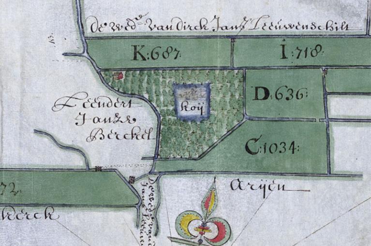 Detail uit de naast liggende kaart uit 1677